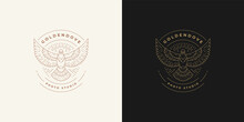 Flying Pigeon Logo Emblem Design Template Vector Illustration In Minimal Line Art Style