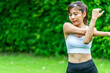 © jiradet_ponari - Asian woman wearing tight exercise clothes are doing exercises