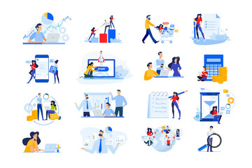 Wall Mural - set of modern flat design people icons. vector illustration concepts of startup, time management, so
