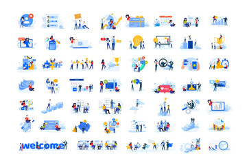 Wall Mural - Set of modern flat design people icons. Vector illustration concepts of business, finance, marketing, technology, teamwork, management, e-commerce, web dewelopment and seo, business success and career