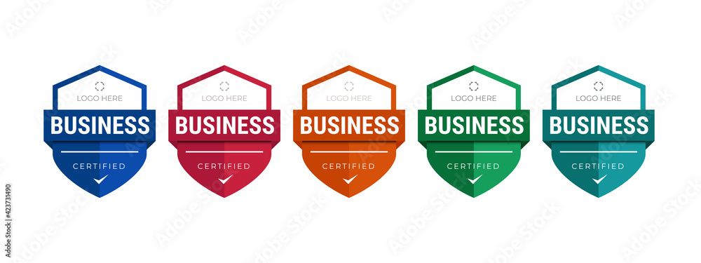 Set of company training badge certificates to determine based on criteria. Vector illustration certified logo design template. - obrazy, fototapety, plakaty 