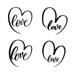 Wall Mural - love - a calligraphic inscription with heart in russian.