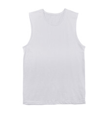 Wall Mural - Blank muscle tank top color white front view on white background