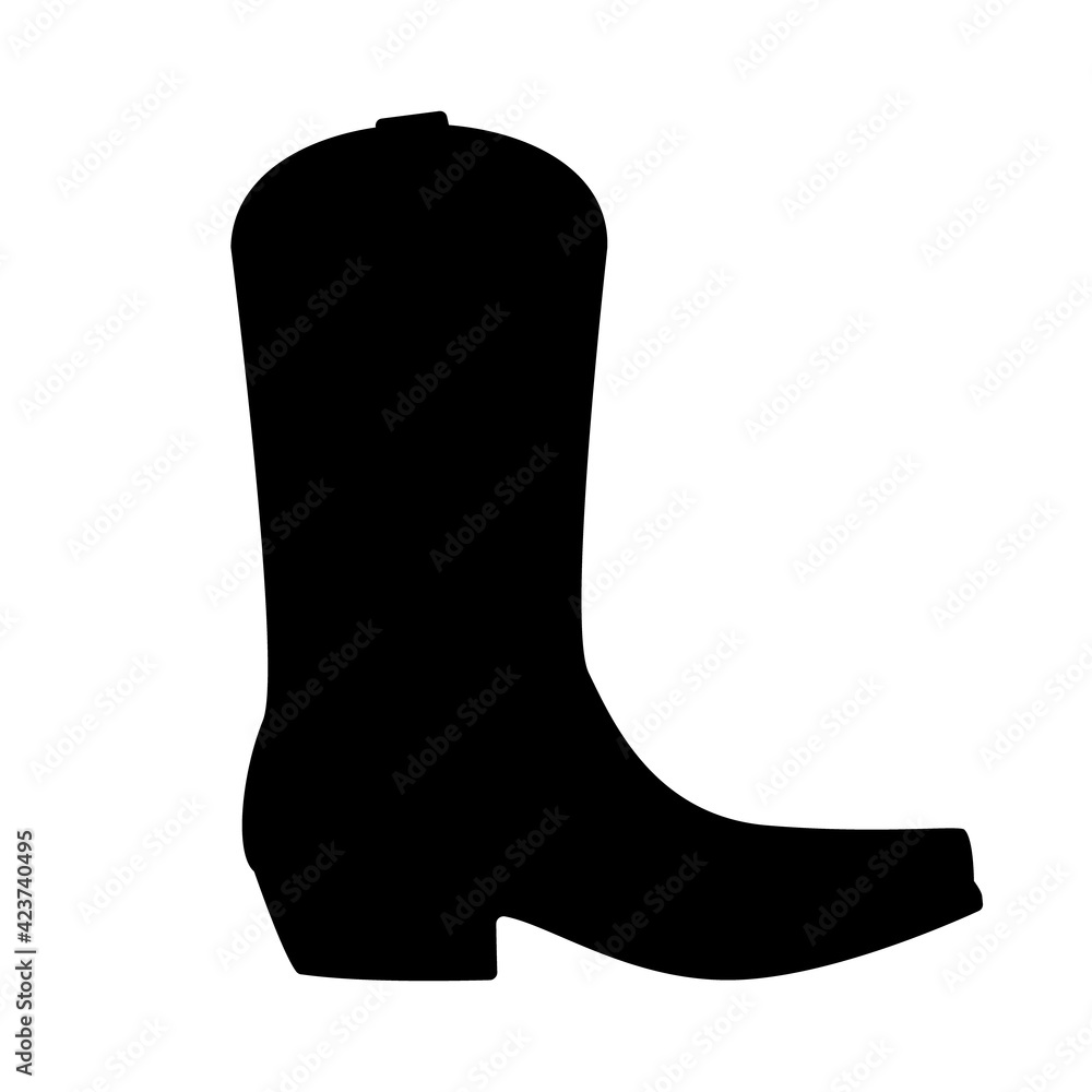 Cowboy boots silhouette icon. Clipart image isolated on white background  Stock Vector | Adobe Stock, image size:1000x1000
