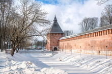 Kopytenskaya Tower And Gate In A Brick Wall In Smolensk