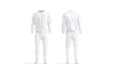 Canvas Print - Blank white sport tracksuit with bomber, pants and sneakers mockup