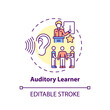 © IMG visuals icons - Auditory learner concept icon. Learning by sound. Hearing information. Self development and studying idea thin line illustration. Vector isolated outline RGB color drawing. Editable stroke