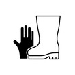 © IMG visuals icons - Gardening gloves and boots black linear icon. Garden and yard work. Keeping hands and fingernails safe and clean. Protective wear. Outline symbol on white space. Vector isolated illustration