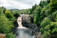 High Force Waterfall on the Pennine Way Bowlees Tees Valley, County Durham, bright and luminant edit