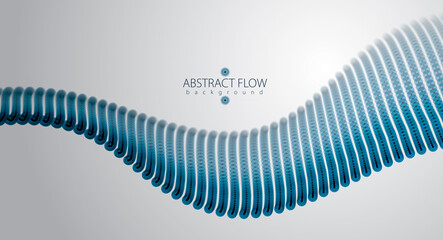 3d particles mesh array wave, sound flowing. Blurred round lights vector effect illustration. 3d futuristic technology style.