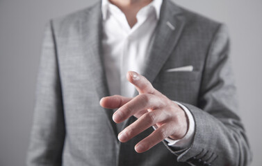 Wall Mural - businessman touching in empty screen.