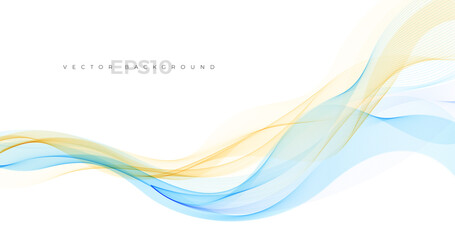 Wall Mural - Wave vector element with abstract blue and orange lines for website, banner and brochure, Curve flow motion illustration, Vector lines, Modern background design.