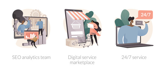 Wall Mural - online services abstract concept vector illustrations.