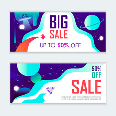 Wall Mural - set of horizontal templates for web banners, advertisements, flyers, posters. space modern backgroun