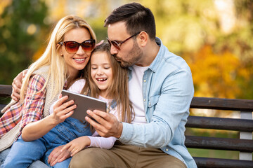 Wall Mural - Happy family spending time together