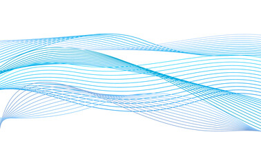 Wall Mural - Abstract wave from curved lines of blue color on white background. Vector Illustration