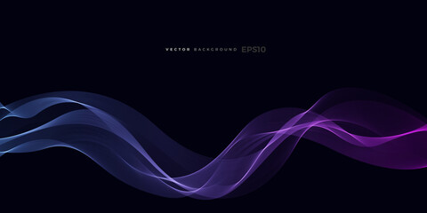 Wall Mural - Wave vector element with abstract blue shiny lines for website, banner and brochure, Curve flow motion illustration, Vector lines, Modern background design.