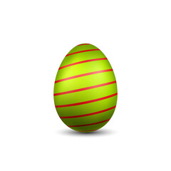 Wall Mural - easter egg 3d icon. green red egg, isolated white background. bright realistic design, decoration fo
