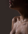 © Volodymyr - Women with wet breasts and lips. Sexy breas, boobs, sensual beautiful slim female body. Closeup of sexy female boob.
