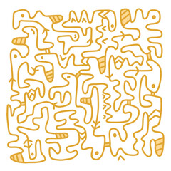 Yellow Background in doodle style. Pattern for kids. Sketch abstract background