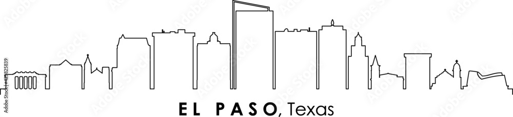 EL PASO Texas USA City Skyline Vector
 - obrazy, fototapety, plakaty 