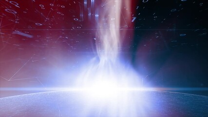 Poster - rotation of network sphere with shiny star light and bright nebula motion graphic. artistic artifici