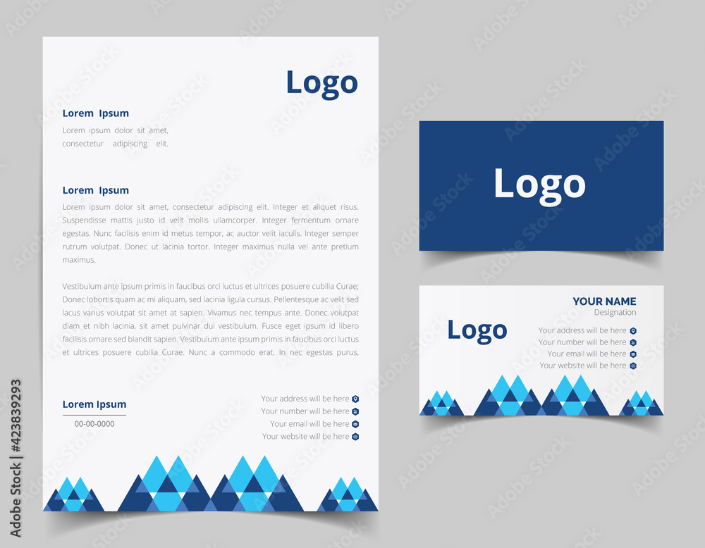 Business card and letterhead design set. Corporate and business style ...