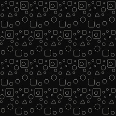 Poster - Simple Shapes And Black Background. Vector Rounded Shapes Tile Pattern. Vector.