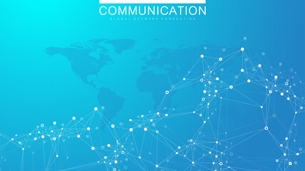 global network connection. social network communication in the global business. world map point and 