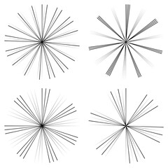 Poster - Radial, converging, radiating lines. Circular burst lines. Starburst, sunburst of thin irregular, random lines