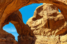 Double Arch Geological Formation, Arches National Park, Utah, United States Of America (USA).