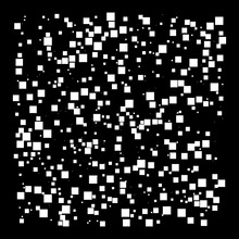 White Random Squares, Checkered Pattern Over Black Backdrop