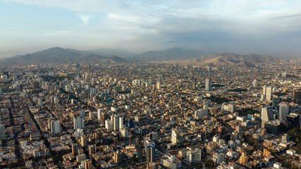 Panoramic view of skyline in San Isidro district at blue time