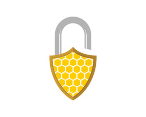 Poster - Combination padlock and shield with beehive inside