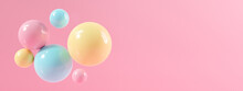 3d Pink Background Abstract With Glossy Sphere Of Balls. 3d Rendering Design.