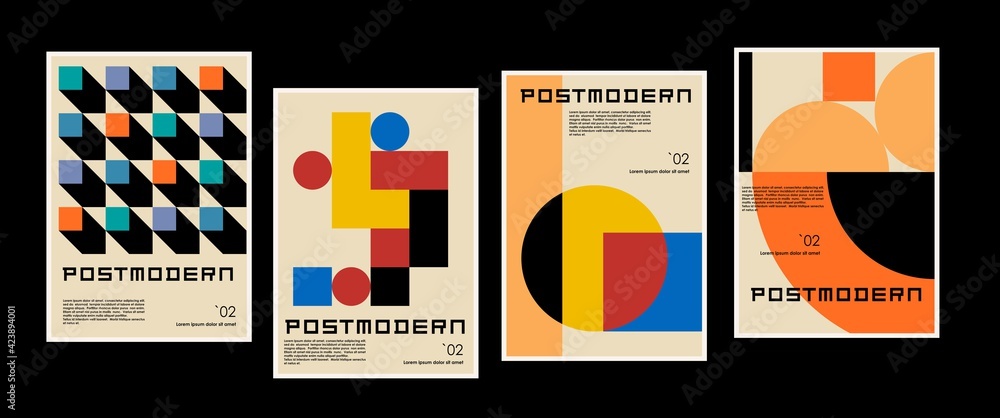 Artworks, posters inspired postmodern of vector abstract dynamic symbols with bold geometric shapes, useful for web background, poster art design, magazine front page, hi-tech print, cover artwork. - obrazy, fototapety, plakaty 