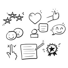 hand drawn doodle Feedback and review thin icons illustration symbol