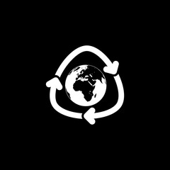 Sticker - Global recycling symbol icon isolated on dark background