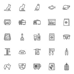 Sticker - Pet shop line icons set