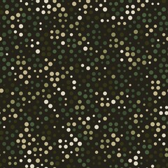 Canvas Print - abstract seamless pattern with khaki colored chaotic circles on dark