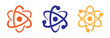 Atom molecule vector icon. Molecular science, set of electron and neutron for scientific research.