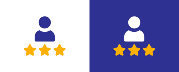 Poster - Customer experience. User with 3 stars vector icon illustration.