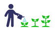 Growth vector illustration. Man watering a growing plant.