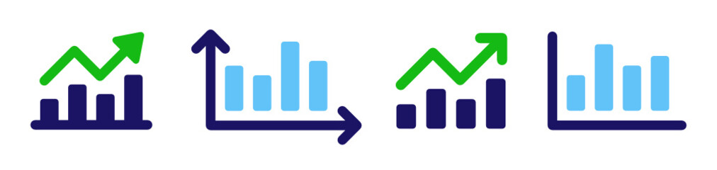 Poster - Growth of increasing graphs. Data analytics with bar chart icon vector illustration.