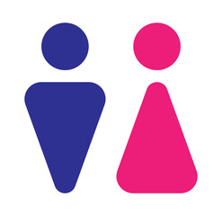 Wall Mural - Blue man and pink woman icon symbol on washroom, toilet, WC vector illustration.