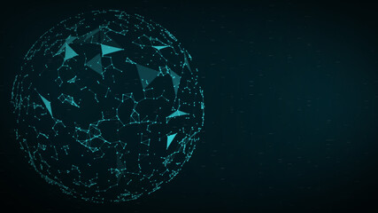 Wall Mural - abstract blue connecting dots and lines with dark background connection structure. big data visualiz