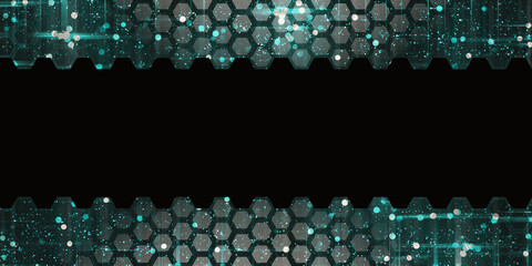 Wall Mural - Hexagon Abstract Honeycomb Bokeh Glow Wall 3d illustration