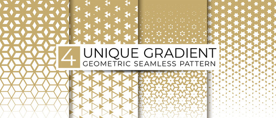 Vector set of border seamless pattern. Abstract ethnic ornament. Repeating geometric texture. Tribal east asian style background design. Gold oriental texture template. Vintage wallpaper