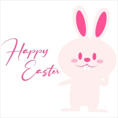 Canvas Print - New Happy Easter Template, Easter Bunny Illustration, Happy Easter Pink Font Design, Easter Bunny Happy Easter Vector, Illustration of Happy Easter with intricate calligraphy, New Easter Bunny Design.