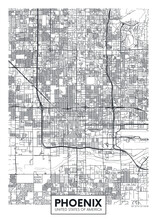 City Map Phoenix, Travel Vector Poster Design